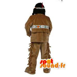 Mascote indiana com tranças - traje indiano - MASFR003510 - Mascotes homem