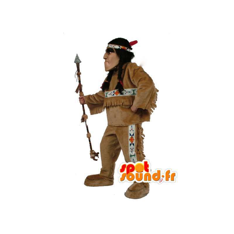 Indisk maskot med fletninger - Indisk kostume - Spotsound maskot