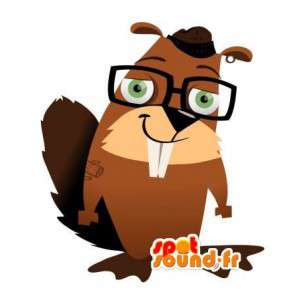 Beaver mascot orange with glasses - Costume beaver - MASFR003514 - Beaver mascots