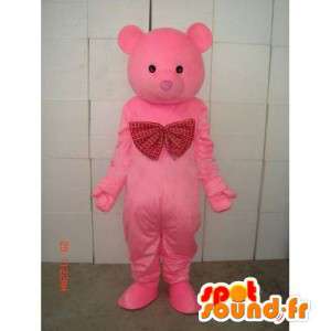 Pink Teddy Bear Mascot - Wooden Bear - Plush Costume - MASFR00268 - Bear mascot