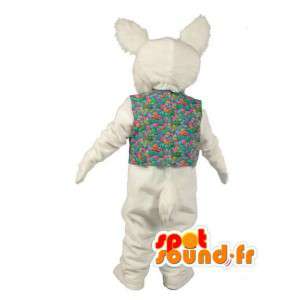 Mascot plush white rabbit with colorful shirt - MASFR003522 - Rabbit mascot