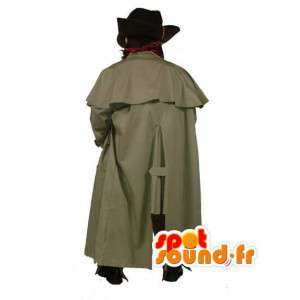 καουμπόη μασκότ με το καπέλο του και το μακρύ παλτό - MASFR003524 - Ο άνθρωπος Μασκότ
