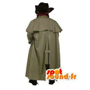 Mascotte de cow-boy avec son chapeau et son long manteau - MASFR003524 - Mascottes Homme