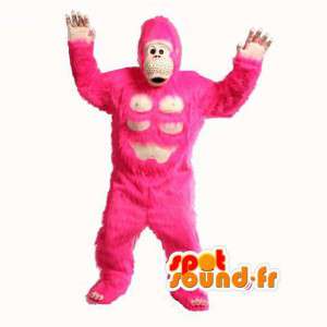 Gorilla maskot med lyserøde hår - Pink gorilla kostume -