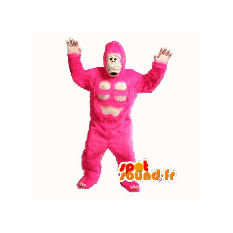 Gorilla maskot med lyserøde hår - Pink gorilla kostume -