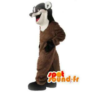 黒、白、茶色のケナガイタチのマスコット-ケナガイタチの衣装-MASFR003526-森の動物