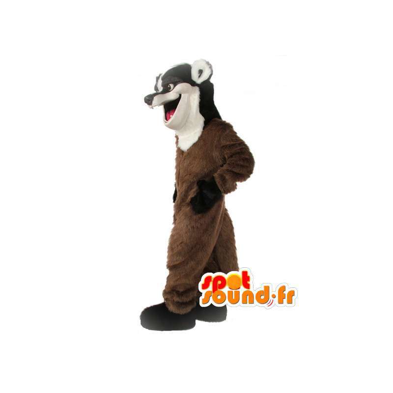 Mascotte de putois noir blanc et marron - Costume de putois - MASFR003526 - Animaux de la forêt