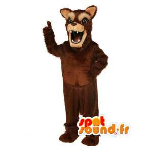 Mascotte de loup marron ou noir à poil long - Costume de loup - MASFR003528 - Mascottes Loup