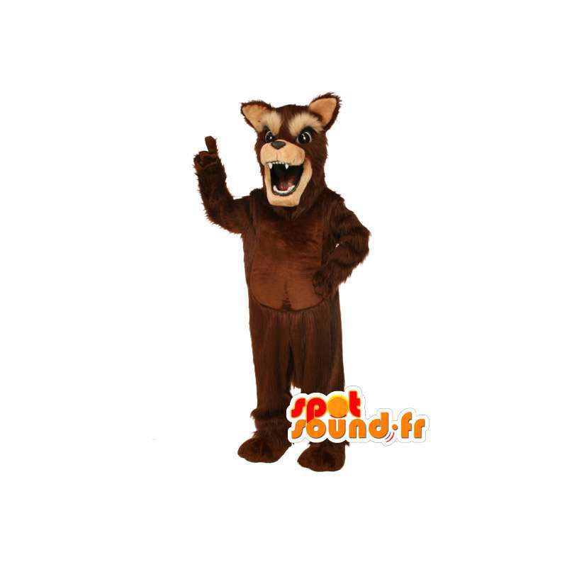 Mascot braun oder schwarz langhaarige Wolf - Wolf Kostüm - MASFR003528 - Maskottchen-Wolf