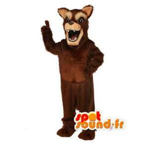 Lupo mascotte marrone o nero a pelo lungo - Wolf Costume - MASFR003528 - Mascotte lupo