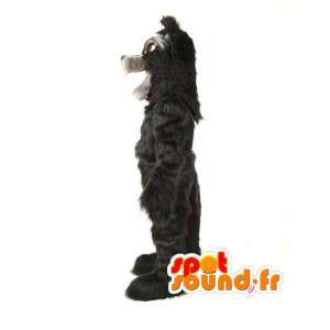 Mascotte de loup marron ou noir à poil long - Costume de loup - MASFR003528 - Mascottes Loup