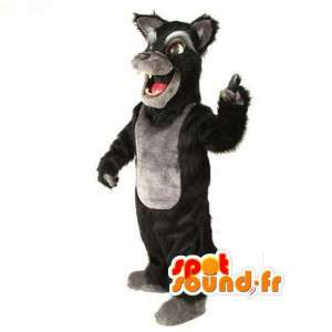 Maskot brun eller svart ulv med langt hår - Wolf Costume - MASFR003528 - Wolf Maskoter