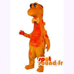 Oransje og gult dinosaur maskot - Dinosaur Costume - MASFR003529 - Dinosaur Mascot