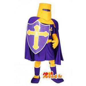 Mascotte de chevalier violet et jaune - Déguisement de chevalier - MASFR003531 - Mascottes de chevaliers