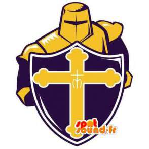 Knight mascot purple and yellow - Knight Costume - MASFR003531 - Mascots of Knights