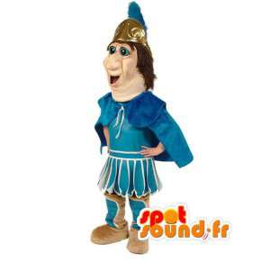 Blå romersk maskot - traditionell riddardräkt - Spotsound maskot