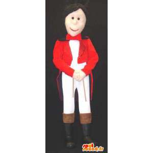 Conductor mascot dressed in a tuxedo red - MASFR003538 - Human mascots