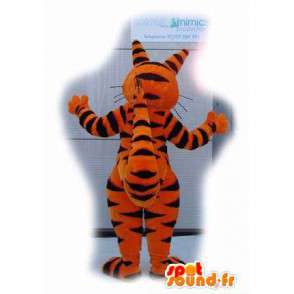 Τιγρέ γάτα μασκότ πορτοκαλί και μαύρο - πορτοκαλί κοστούμι γάτα - MASFR003542 - Γάτα Μασκότ