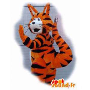 Mascotte de chat tigré orange et noir - Costume de chat orange - MASFR003542 - Mascottes de chat