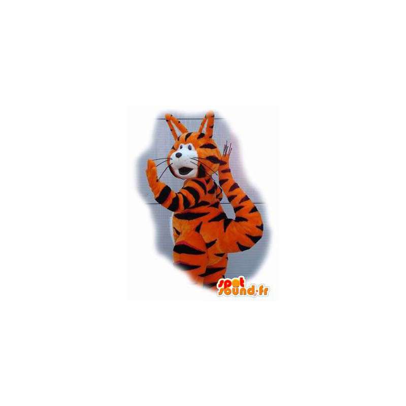 Τιγρέ γάτα μασκότ πορτοκαλί και μαύρο - πορτοκαλί κοστούμι γάτα - MASFR003542 - Γάτα Μασκότ