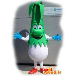 緑と白のネギの形をしたマスコット-ネギの衣装-MASFR003544-野菜のマスコット