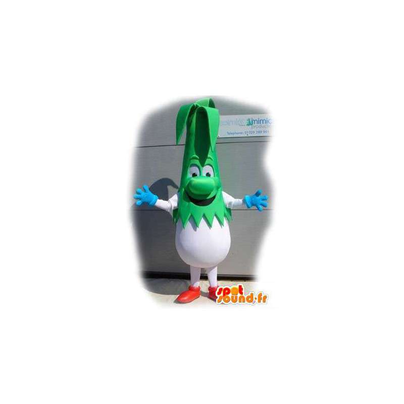 Verde mascote em forma e alho-porro branco - traje Leek - MASFR003544 - Mascot vegetal