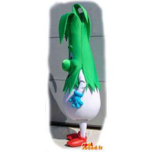 Puerro en forma de mascota de verde y blanco - puerro vestuario - MASFR003544 - Mascota de verduras