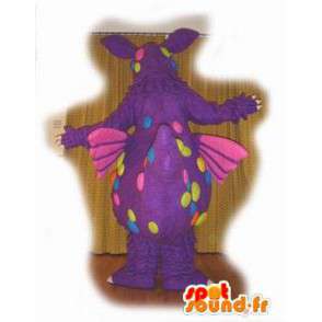 Viola mascotte dinosauro colorato polka dot - viola Dinosaur - MASFR003547 - Dinosauro mascotte