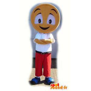 Mascot Kerl mit einem Kopf geformten flachen Stück - MASFR003549 - Menschliche Maskottchen
