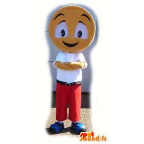 Mascot man with a head shaped flat piece - MASFR003549 - Human mascots
