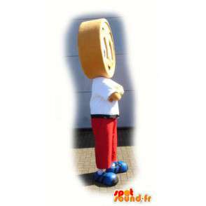 Mascot man with a head shaped flat piece - MASFR003549 - Human mascots