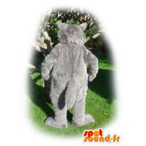 Mascot wolf gray and white - hairy wolf costume - MASFR003554 - Mascots Wolf