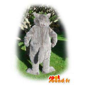 Gray Wolf Mascot og hvitt - hårete ulv drakt - MASFR003554 - Wolf Maskoter