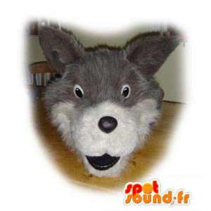 Grå og hvid ulvemaskot - Behåret ulvedragt - Spotsound maskot