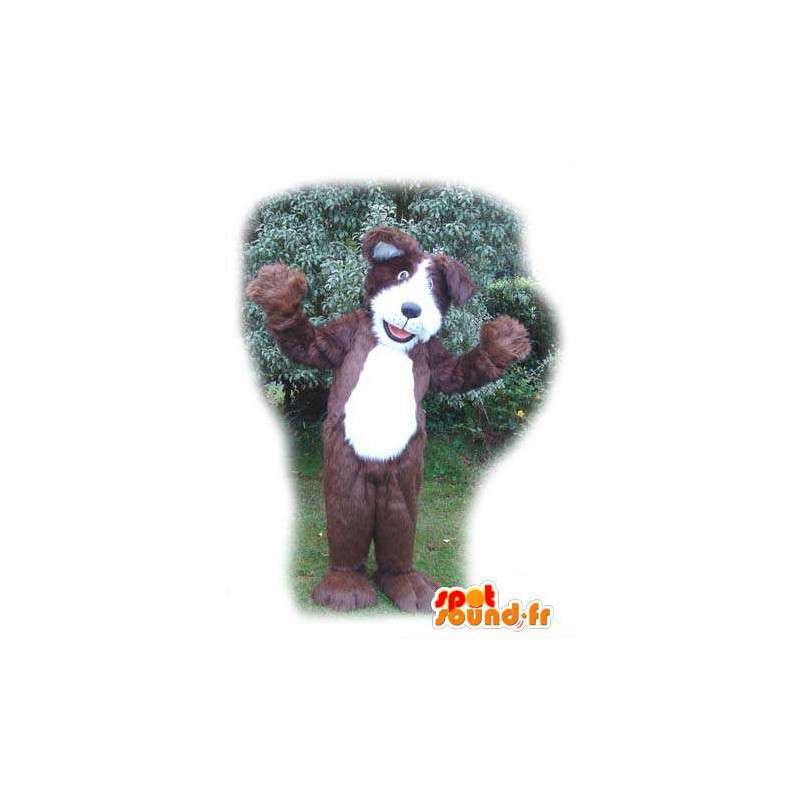Mascotte de chien marron et blanc - Costume de chien en peluche - MASFR003556 - Mascottes de chien