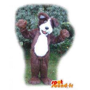 Mascotte de chien marron et blanc - Costume de chien en peluche - MASFR003556 - Mascottes de chien