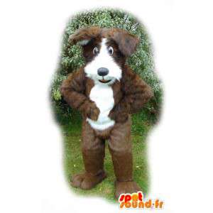 Brun och vit hundmaskot - plyschhunddräkt - Spotsound maskot