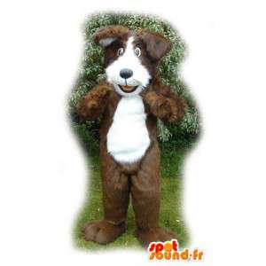 Marrom e mascote cão branco - Dog Costume Plush - MASFR003556 - Mascotes cão