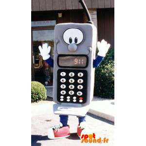 Grå mobiltelefon maskot - Skjultelefon - Spotsound maskot