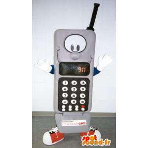 Grå mobiltelefonmaskot - Förklädnadstelefon - Spotsound maskot