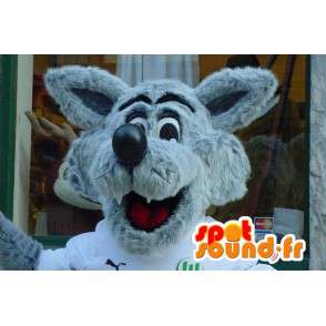 Mascot lupo grigio e bianco - peloso lupo costume - MASFR003572 - Mascotte lupo