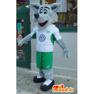 Wolf-Maskottchen Grau und Weiß - Wolf Kostüm haarig - MASFR003572 - Maskottchen-Wolf