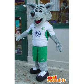 Vlk Mascot a bílá - chlupatý vlk kostým - MASFR003572 - vlk Maskoti