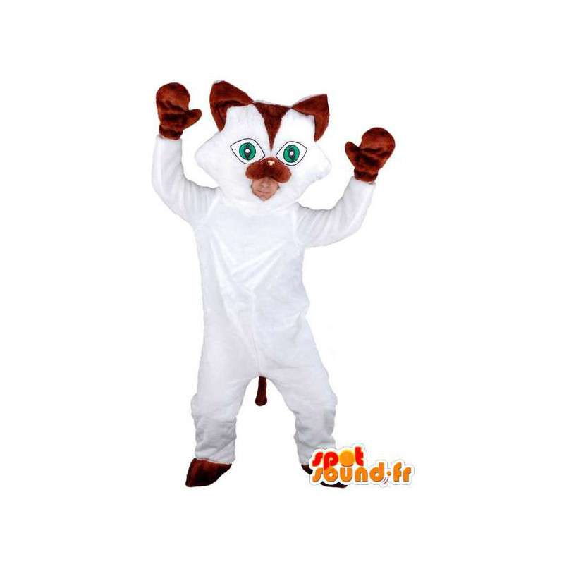 Mascot katten hvit til brun ender - Cat Suit - MASFR003578 - Cat Maskoter