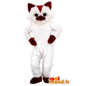 Mascot gato blanco con los extremos de color marrón - Traje del gato - MASFR003578 - Mascotas gato
