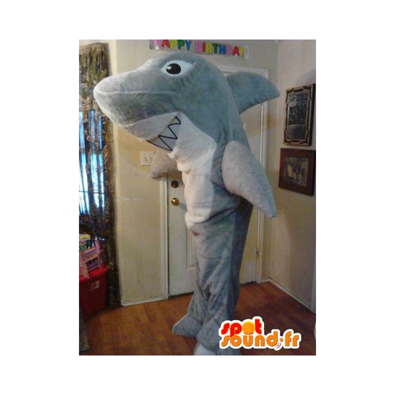 Grå hajmaskot - Sharkdräkt - Spotsound maskot