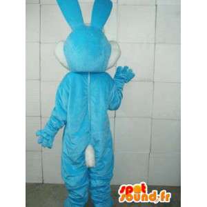 Blaues Häschen Maskottchen Grund - Kostüm weiß und blau tier wald - MASFR00281 - Hase Maskottchen