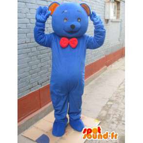 Blu mascotte orso con farfallino classico - peluche rosso - MASFR00282 - Mascotte orso