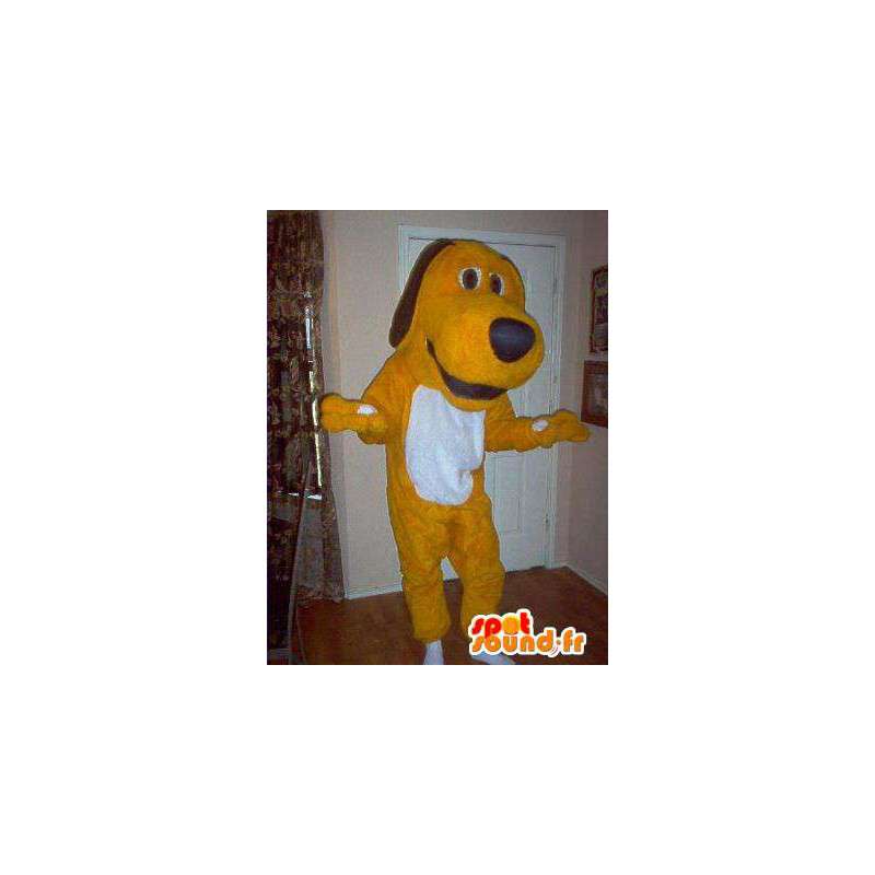 Mascotte Tequel jaune et blanc - Déguisement de chien en peluche - MASFR003592 - Mascottes de chien