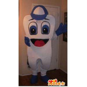 Mascot kæmpe tand hvid og blå tand kostume - Spotsound maskot